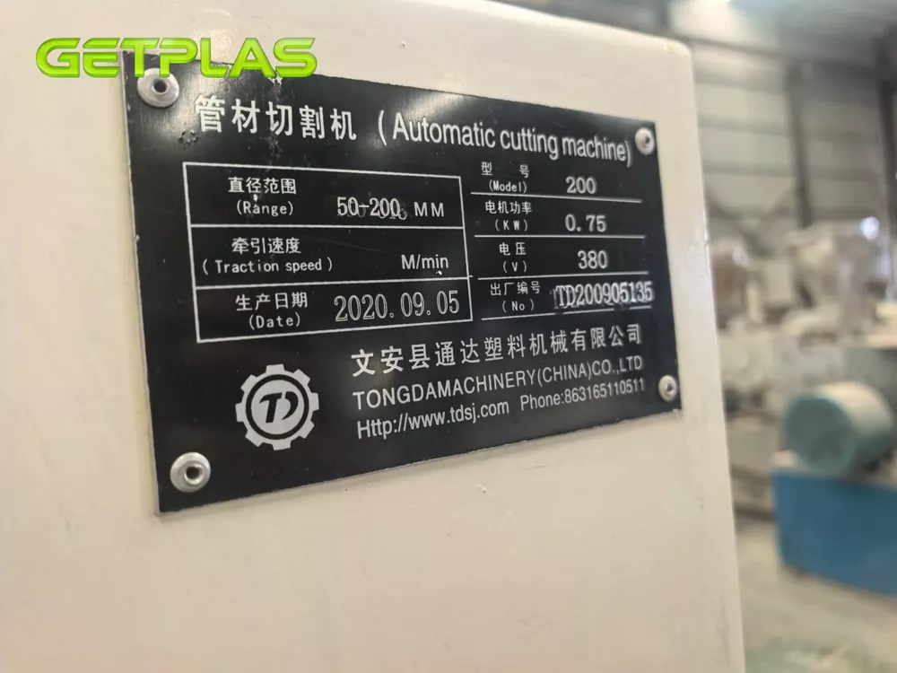 Used Tongda PVC50-200 Pipe Chipless Cutting Machine For Sale